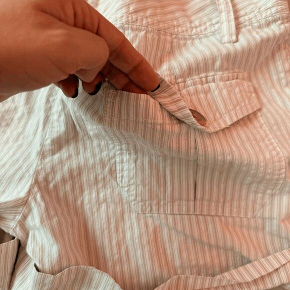 GAP Shorts Beige & White Striped Casual Chino 100% Cotton Pockets Low Rise Sz 6 - Picture 6 of 9